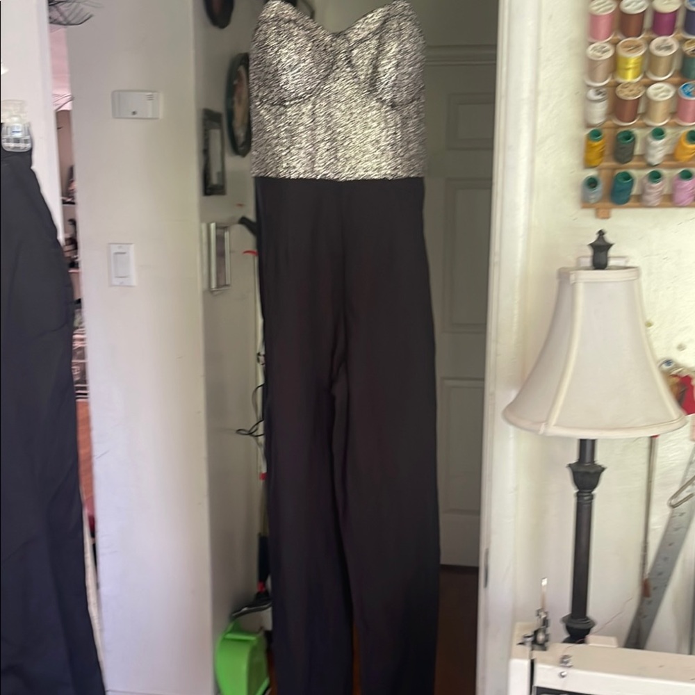 Elegant Black and Silver Jumpsuit
